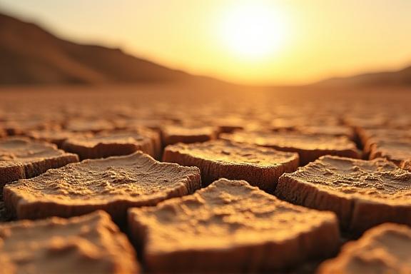Parched, cracked earth in a drought-stricken area.